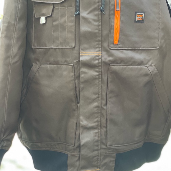 WALLS TUFF MODERN WORK HOODED INSULATED JACKET BROWN - Picture 7 of 9